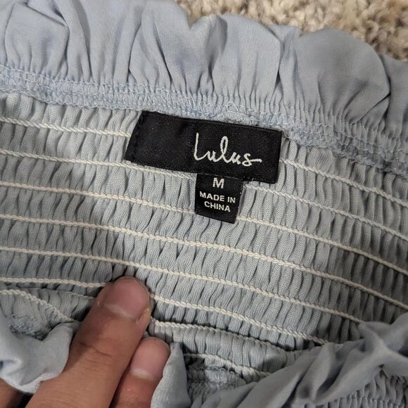 Lulus Blue Ruffle Tube Top- Size M - Picture 2 of 2